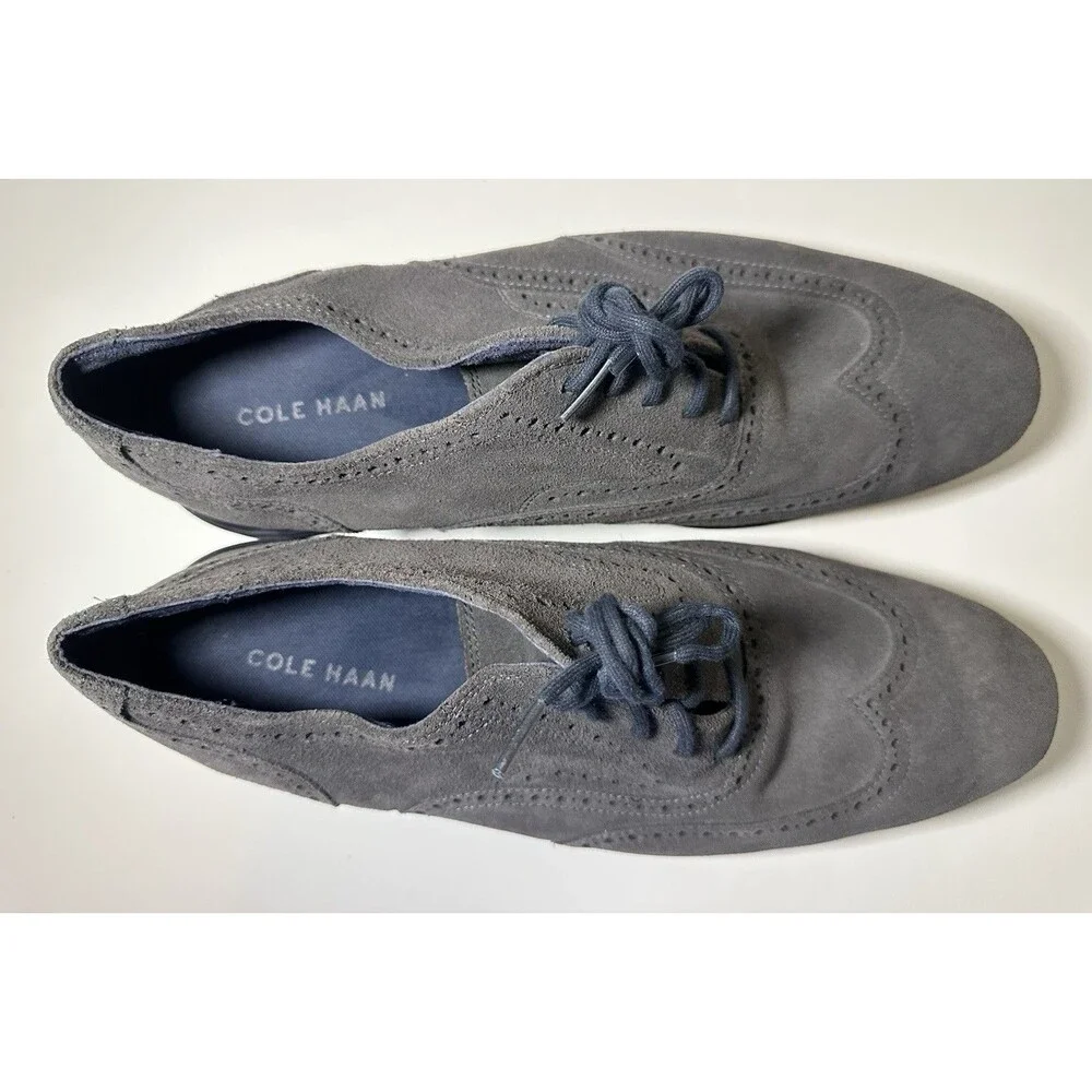 Cole Haan Men's Grand OS Dark Gray‎ Leather Suede Oxford Derby Wingtip Shoes 12